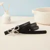 Cinturón versátil con lazo para mujer, estilo coreano, diseño simple, moderno cinturón delgado de cuero, ajustable con broches, disponible en stock
