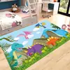 Alfombra de Dinosaurio de Dibujos Animados de Terciopelo de Cristal, Linda Alfombra para Gatear para Habitación Infantil y Dormitorio, Alfombra de Piso Antideslizante y Resistente a Manchas para Sala de Estar y Mesita de Noche