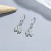 Brincos de zircônia de trevo fresco para mulheres, prata 925 esterlina, design personalizado, brinco de orelha, joia de orelha simples com temperamento ins
