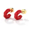 Pendientes Irregulares Trenzados Color Macarrón Moda Casual Lujo Ligero Pendientes Colgantes Forma de C Esmalte Glaseado Accesorios para Ropa