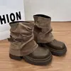 Botines de Plataforma Gruesa para Mujer que Aumentan la Altura, Estrechos, Otoño, Nuevos, Botas Retro para Mujer, Botas para Piernas de Pantalón Apiladas Maillard, Botas de Monta