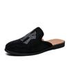Comercio exterior talla grande 46 zapatillas de media punta con diamantes de colores, diamantes brillantes, zapatos de cuero para hombre Tods, peluquero, club nocturno, estilo británico