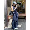 150 Conjunto de Duas Peças Feminino de Verão: Top Colete Curto Estilo Americano em Forma de I, Calça de Perna Larga Casual de Cintura Alta