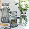 Vaso de vidro criativo estilo europeu simples, vaso de água, ricas flores de bambu, flores secas para sala de estar, ornamentos decorativos para vasos de flores