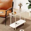 Mesita de noche para dormitorio, mesa de centro para apartamento de alquiler, estante de almacenamiento, mesa pequeña ultradelgada para uso doméstico, mesita lateral simple para sofá, mesa de centro minimalista