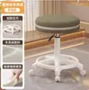 Taburete Pequeño Giratorio para Uso en Casa en la Sala de Estar, Taburete Bajo con Ruedas, Taburete para Cambiar Zapatos, Taburete de Costura con Lana de Cordero