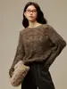 Suéter de fio mesclado 100% lã suéter de fleece escovado suéter de tricô vazado com lantejoulas nova blusa solta feminina para o início do outono
