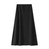Falda larga de punto de lana blanca para mujer, otoño e invierno, petite, línea A, cintura alta, adelgazante, bodycon