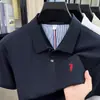 Camiseta Masculina de Manga Curta com Logo de Cavalo Bordado 100% Algodão Novo Estilo Verão 2026 Casual de Negócios Camiseta Polo Masculina Absorvente de Suor e Respirável