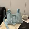 Bolso de Mujer con Rayas de Color Contrastante 2025 Nuevo Bolso de Hombro con Colgante para Viajes Diarios Estilo Coreano Lona Casual Bolso Cruzado