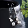 Pendientes largos de perlas, cuentas de concha, aretes aerodinámicos de celebridades de Internet coreanas, joyería, accesorios de cheongsam para bodas, aretes