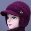 Nuevos Sombreros de Invierno para Mujeres de Mediana Edad y Mayores, Sombrero de Lana Cálido con Felpa para Abuela Señora Mayor, Sombrero de Punto Anti-Frío para Mamá