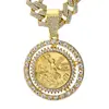 Collar Colgante de Ángel Giratorio Estilo Hip-Hop, Aleación Personalizada Religiosa Giratoria Cadena Cubana Completa de Diamante para Hombres, Hombres de Oriente Medio