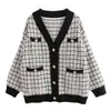 Elegante Chaqueta Suéter Pequeña Fragante Estilo Coreano para Mujer Otoño e Invierno Nueva Versátil de Gama Alta de Punto Holgado de Longitud Media