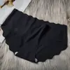 Ropa interior ultrafina de seda de hielo sin dejar rastro, ondulada, de color sólido, transpirable, de talla grande, de cintura baja, de una pieza para mujer.
