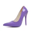 2026 Novos Saltos Altos Femininos Bico Fino de Couro Roxo Salto Fino Boca Rasa Sapatos de Salto Único Temperamento Sexy Commute Trabalho Profissional