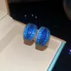 Aretes de Borla Flor Mariposa de Zafiro de Sri Lanka, Aretes de Zirconia de Lujo Ligero y Gama Alta, Aretes de Moda y Lujosos