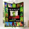 Manta de Natal de flanela com estampa digital transfronteiriça, manta do monstro verde Grinch, peça única dropshipping animação de desenho animado