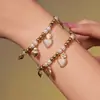 Miduoduo 5A Zirconio Corazón Corona Colgante Collar Pendientes Pulsera Anillo Juego Acero Inoxidable Chapado Oro Real 18K