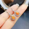 Venta al por mayor de fábrica Populares Pendientes de Ópalo de Fuego Natural Plata S925 Incrustado Piedra Principal 6*8 Joyería de Lujo Venta Directa de Fábrica