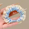 Elástico de Cabelo Pequeno Intestino Plissado em Cetim de Seda Francês para Mulheres, Corda de Cabelo Faixa de Cabeça com Sensação de Luxo para Prender o Cabelo, Elástico para Rabo de Cavalo Alto