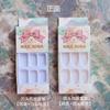 [Caja de Empaque para Uñas Postizas] Uñas Postizas Cortas Cabeza Redonda Estilo Ins Chica Estudiante Herramientas de Manicura Lindas con Flores