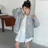 Chaqueta con Sudadera para Niña Primavera y Otoño Estilo 2026 Casual Niña Estilo Coreano Niños Medianos y Grandes Rayas Estrella de Cinco Puntas Cuello Alto Top