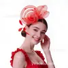 Flor de pelo de plumas para novia estilo europeo tocado de red pequeño sombrero de copa accesorio para el pelo flor para el pelo Kentucky Derby fiesta de té fuente