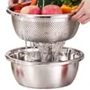 Cuba de aço inoxidável 316 extra espessa e cesto de drenagem de grau alimentício, bacia para lavar vegetais, tigela de cozinha doméstica para bater ovos e assar