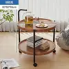 Mesa de té pequeña móvil, carrito pequeño, estante de almacenamiento mini con ruedas para sala de estar/balcón, mesita de noche, mesa auxiliar, mesa redonda pequeña