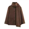 Comercio Exterior Al Por Mayor Ropa de Mujer Otoño e Invierno Moda Europea y Americana Versátil Casual Sencillo Cuello Bufanda Chaqueta de Lana Chaqueta