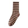 Calcetines de Algodón para Niñas Color Maillard Rayados Combinables Calcetines Medianos Primavera Otoño e Invierno Moda Ins Calcetines Apilados