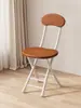 Taburete Plegable con Respaldo, Silla con Cojín Suave, Silla Sencilla para el Hogar, Silla Plegable para Dormitorio, Taburete Pequeño para Balcón, Taburete Redondo Portátil
