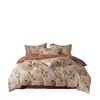 Estampado floral retro, 100% algodón, acabado cerámico ligeramente cepillado, juego de ropa de cama de cuatro piezas, adecuado para otoño e invierno, suave y amigable con la piel, venta al por mayor