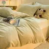 Juego de Cama Antiestático de Leche Polar Cuatro Piezas Engrosado Polar Coral Felpa de Doble Cara Funda Nórdica Sábana de Franela Juego de Tres Piezas