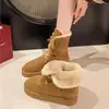 Botas de Nieve de Suela Gruesa para Mujer 2026 Nuevo Llegado de Invierno Acolchado de Felpa Botas de Algodón Gruesas para el Noreste con Cordones de Media Pantorrilla Uso Bidireccional Botas de Algodón con Piel