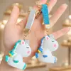 Llavero de Unicornio de Lana y Resina con Pedrería Creativa Colgante para Bolso Estilo Ins Llavero de Coche Transfronterizo