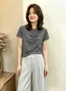 Camiseta de Algodão Canelado Guangzhou Treze Fábricas 220g para Mulheres, Direto da Fábrica, Top de Manga Curta Slim Fit, Exclusivo de Verão para Atacado