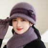 Gorro para personas de mediana edad y mayores, forro polar para exteriores, resistente al frío, tejido a la moda, gorro de lana cálido y sencillo, gorro de punto con pelo de conejo.