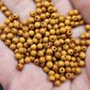 Contas Redondas de Caroço de Oliva 4mm Contas Soltas Contas de Madeira Amarela Acessórios para Pulseira Colar Contas Artesanais Venda por Atacado