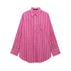 Productos nuevos transfronterizos 2025 estilo europeo y americano para mujer comercio exterior al por mayor ZR en stock solapa a rayas holgada camisa chaqueta