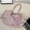 51112 Bolsa de Ombro Suede Estampa de Leopardo Rosa Retrô Coreana Bolsa Tote Fashion de Alta Qualidade Bolsa de Lona com Alça de Espaguete