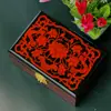 Caja de Joyería de Laca Pulida Pingyao Regalo de Boda Caja de Tocador Estilo Chino de Madera Vintage con Cerradura