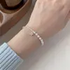 Pulsera de Plata de Ley S925 con Perla de Plata Triturada y Estrella para Mujer, Versátil, Moderna, Exquisita, de Nicho, Dulce, Joyería de Alta Venta