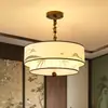 Lustre estético para sala de estar estilo Dinastia Song, luz principal para salão Zen estilo chinês novo, luminárias retrô de tecido para quarto e sala de jantar