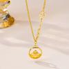 Colar Tendência Dourado Areia Vietnamita, Anel Retrô, Placa de Bênção do Buda Barrigudo, Corrente para Clavícula, Ouro de Imitação, Acessórios Duradouros