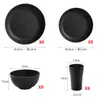 Juego de vajilla de plástico para platos y cuencos de Amazon transfronterizo, plato de cena para el hogar, cuenco de arroz, taza de agua, plato para escupir huesos, 32 piezas al por mayor