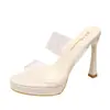 Novas Chinelas Transparentes de Salto Ultra Alto para Mulheres 2026, Elegantes e Sexy, Plataforma Impermeável, Chinelas de Salto Agulha com Biqueira Aberta para Uso Externo
