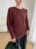 Suéter de Cachemira para Mujer Cuello Redondo Otoño e Invierno Francés Suave Nuevo Hilo de Flor Cerosa Hombros Descubiertos Cuello Redondo Lana Base Tejido