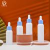 Botella de emulsión de esencia de suministro puntual, botella de aceite esencial de plástico PET blanco, botella cuentagotas de 30/40/60 ml